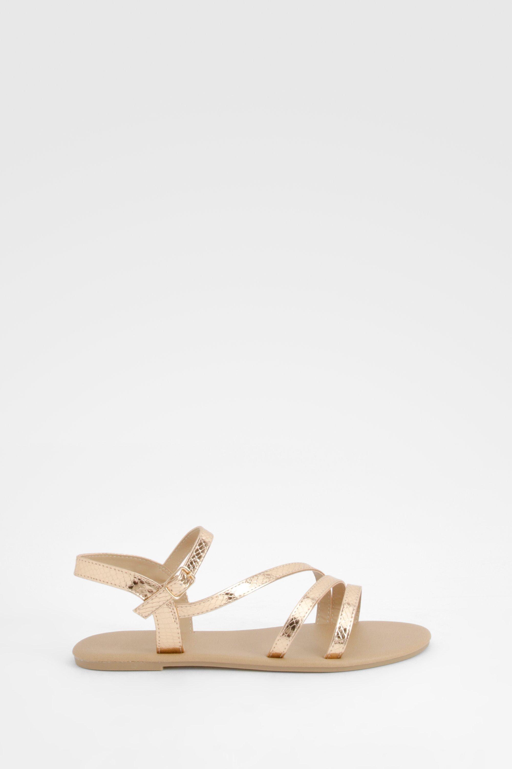 Wide Fit Snake Asymmetric Basic Sandals boohoo